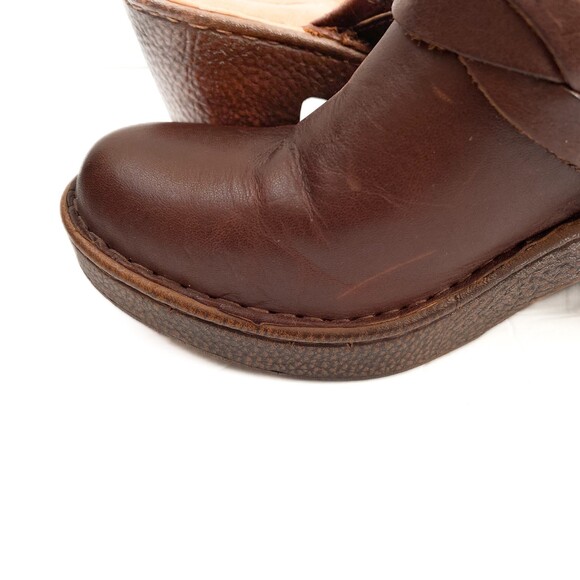 Børn Dark Brown Heeled Slip On Braided Acents Clog Mule Size 8 - Picture 11 of 13
